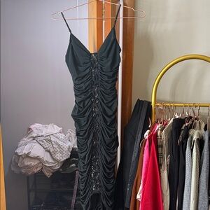 Chic Black Ruched Strapless Dress